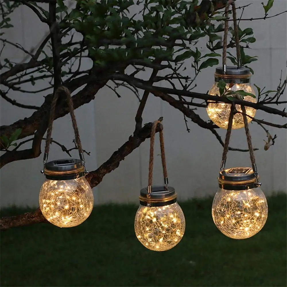 Solar Light Mason Jar Outdoors Waterproof Led Solar Power Light for Garden Decoration Round/Square Balcony Holiday Lighting Lamp