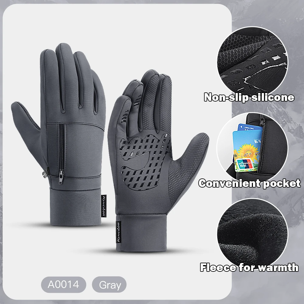 Winterhandschuhe Mann Sport Fahrrad Schnee Fahrradhandschuhe Touchscreen Windstop Silikon Fahrradhandschuhe Schwarz Wasserdichte Fahrradhandschuhe