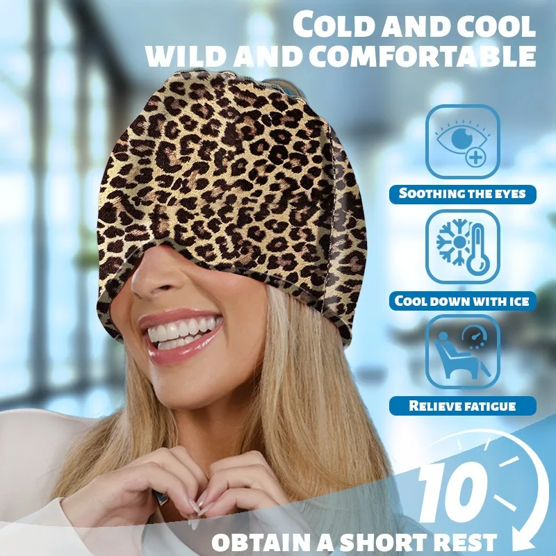 

1PC Double-layer Printed Cold Compress Hat Eye Mask Hood Get Up Quickly Not Sleepy Cold or Hot Take Care of The Eyes
