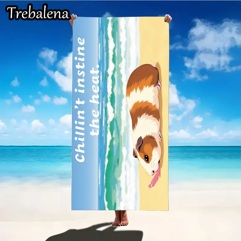 منشفة شاطئ فائقة النعومة مقاس 30 × 60 بوصة مع منشفة شاطئ خنزير غينيا الصيف متعة المحيط المشاعر