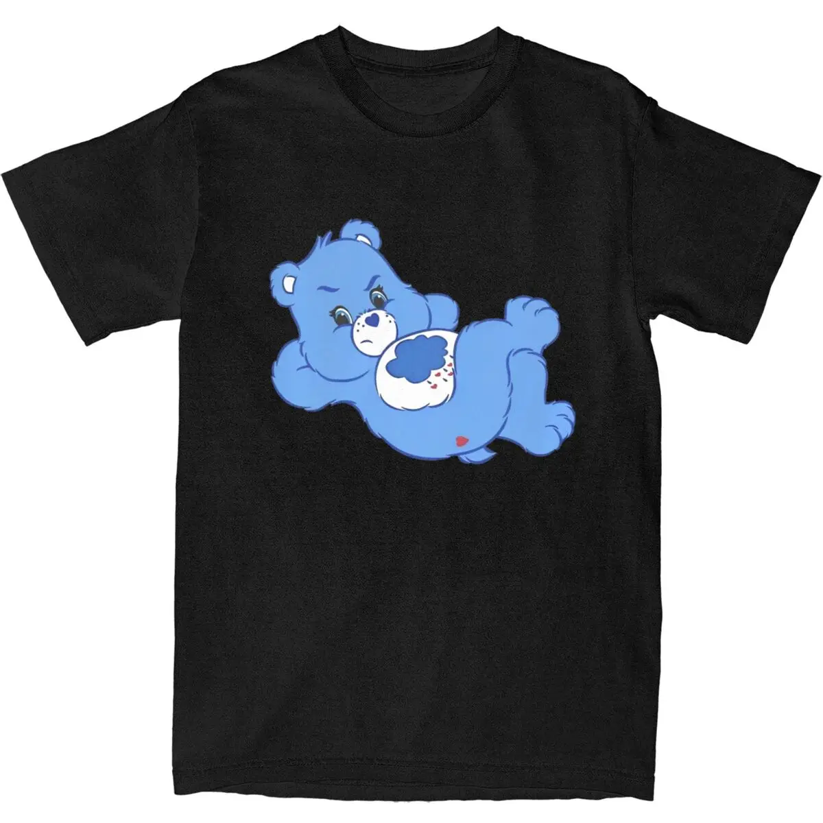 Care Bears Grumpy Bear Lying Down T Shirts Cotton Tees Summer Classic Short-Sleeved T-Shirt Round Neck Trendy Cool Casual Tshirt