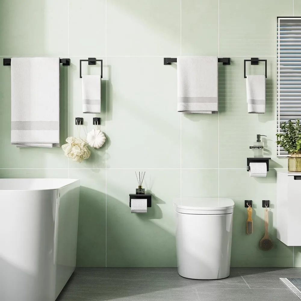 Набор фурнитуры для ванной комнаты из нержавеющей стали, настенный держатель для полотенец, держатель для туалетной бумаги, крючки, аксессуары для ванной, 23,6 дюйма