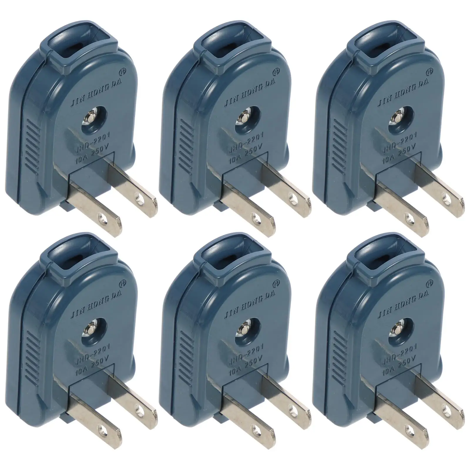 

6 Pcs US Plug 125V 10A Rotatable Electric Plugs Replacement for DIY Appliances Extension Cord Ends Male Straight Blade