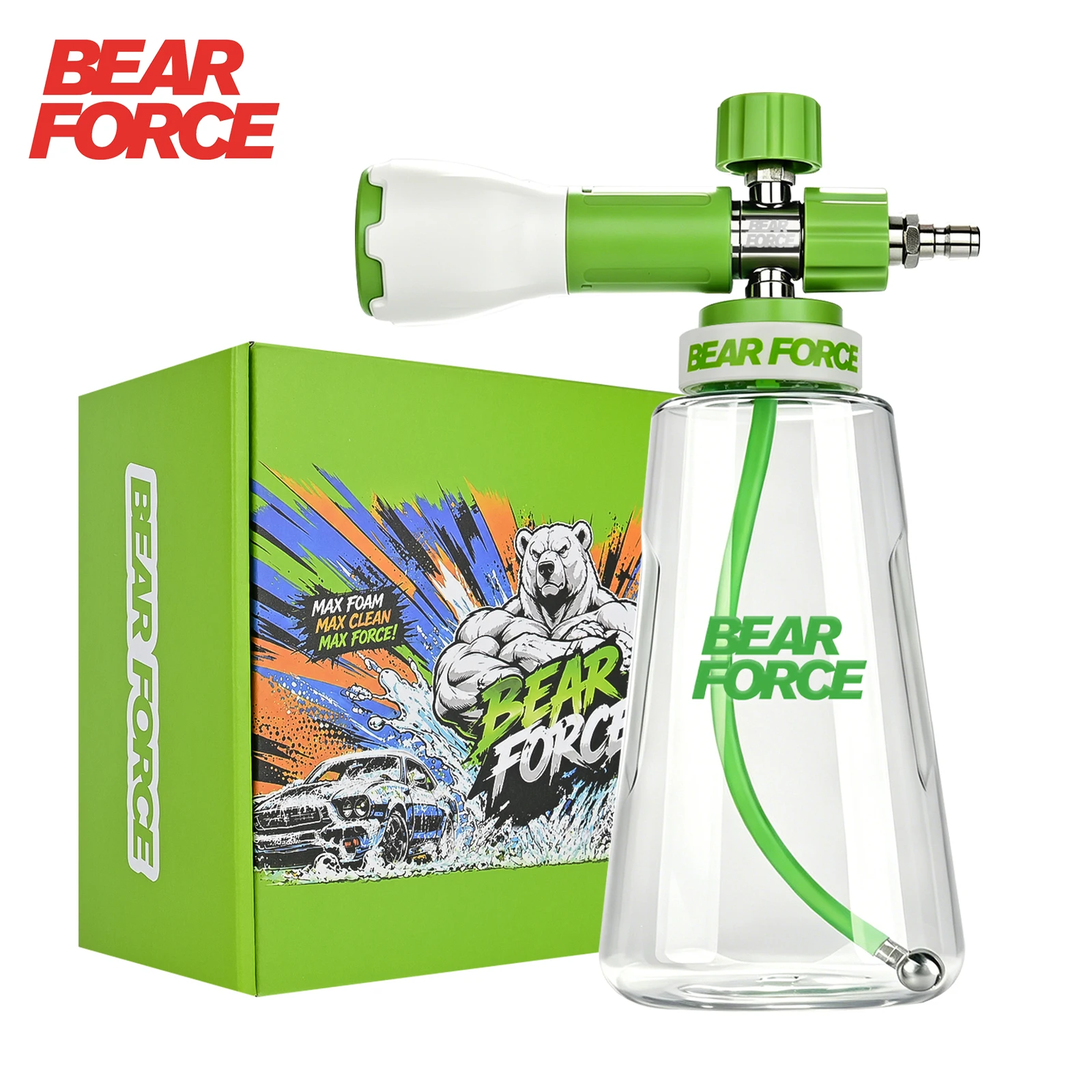 BEAR FORCE Pressure Washer Brass Foam Cannon 1L, Heavy Duty Thicker Snow Foam Lance with 1/4