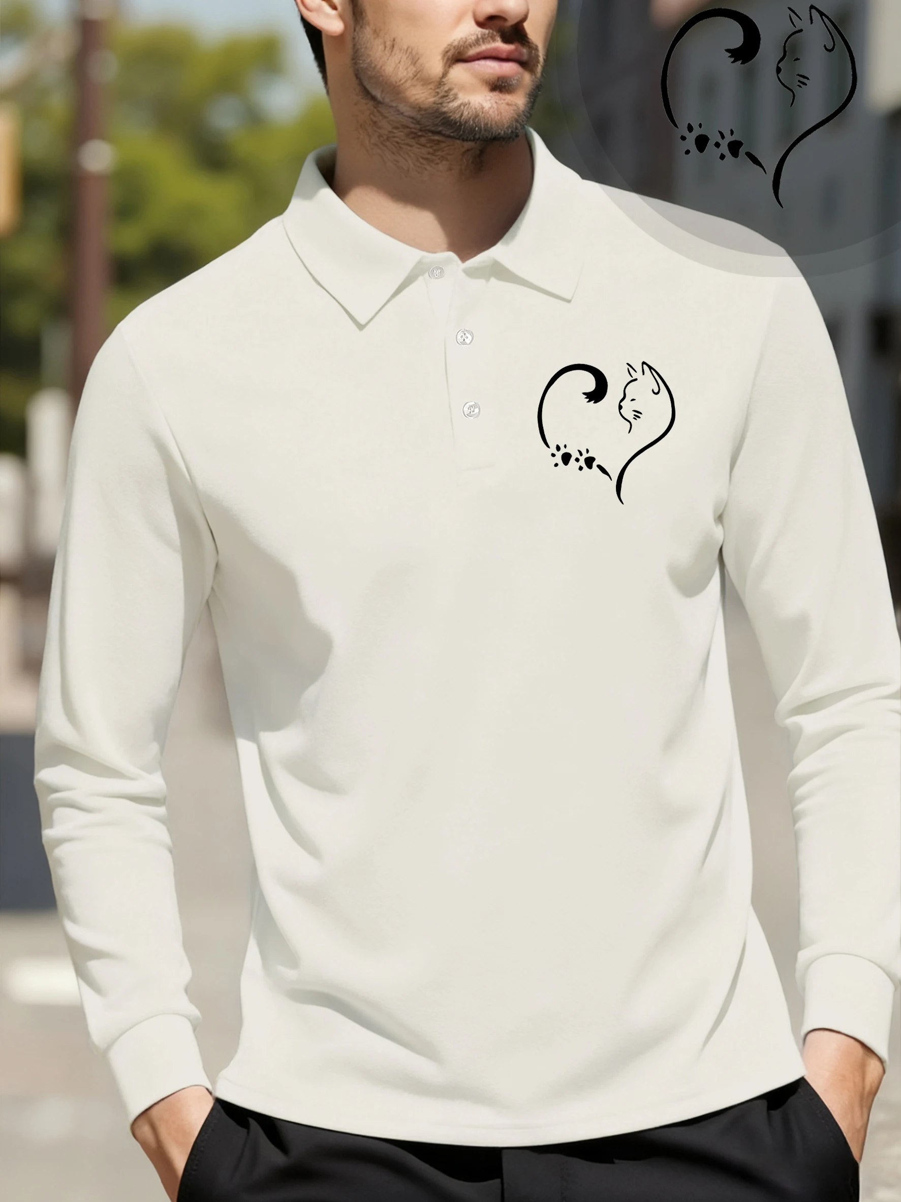 

Cat Heart Printed Men Comfortable Golf Shirts Hip Hop Spring Office T-Shirt Casual Street Clothes Oversized Culture Polo Shirt