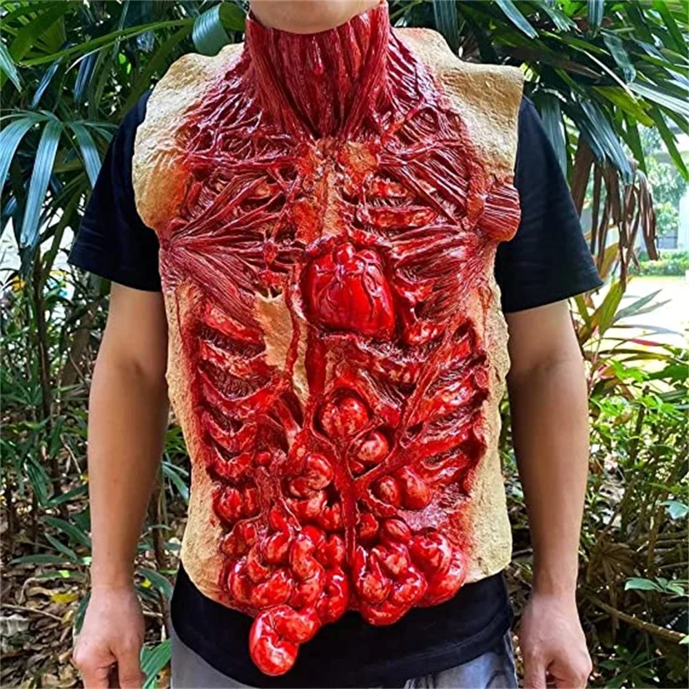 Spaventoso sangue intestino scheletro spaventoso sangue addominale Zombie abbigliamento gioielli Halloween Performance Prop