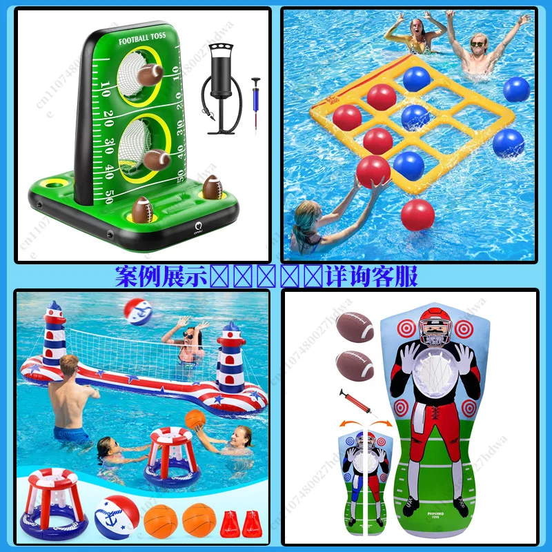 Inflatable Tumbler Throwing Rugby Tic-tac-toe Game Water Slide Floating Bed Playing Water Toy