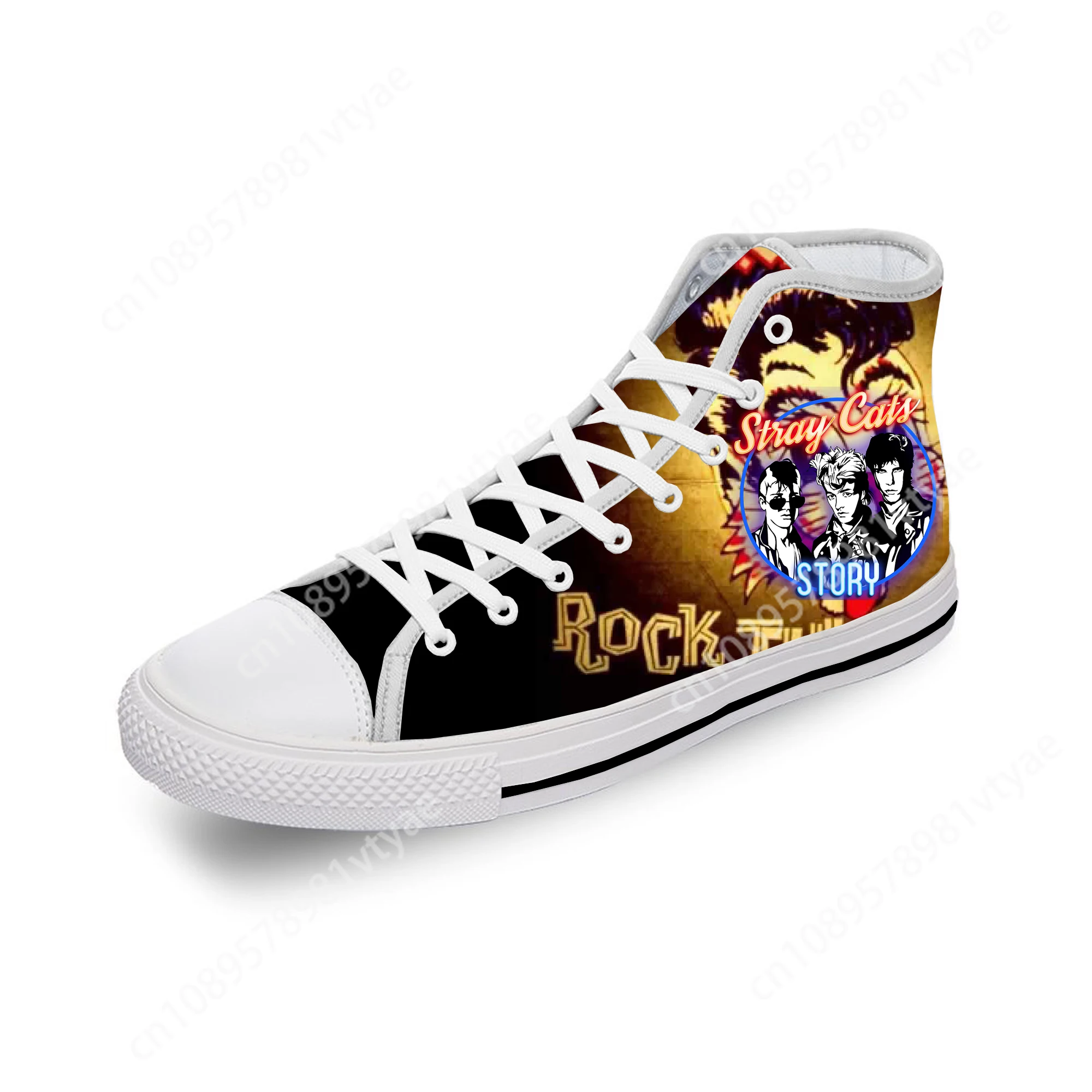 STRAY CATS white High Top Sneakers Mens Womens Teenager Casual Shoes Canvas Running Shoes Cosplay Breathable Lightweight shoe