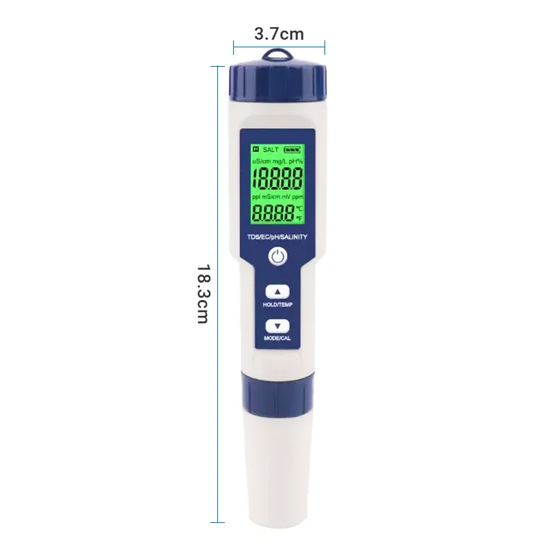 

Digital Ph Meter Professional 5 in 1 Ph Measure 0-14ph EC Measurement Tds Measurement Salinity Temperature Meter