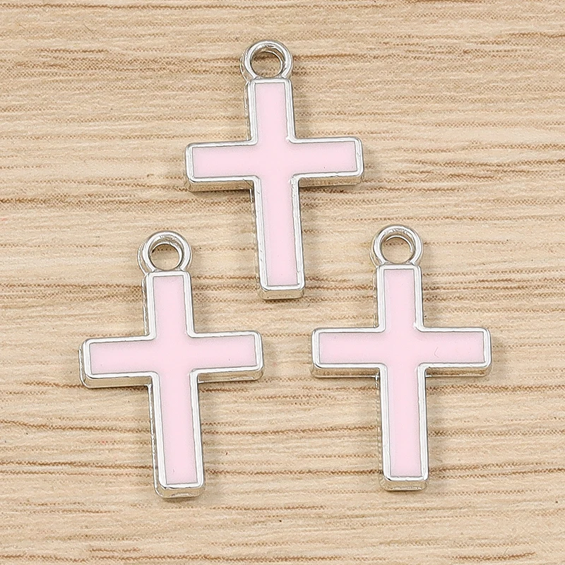 10 Stück 10 x 16 mm niedliche Emaille-Kreuz-Charms-Anhänger für Schmuckherstellung, Halsketten, Ohrringe, Armbänder, DIY, handgefertigtes Bastelzubehör – Detail 7