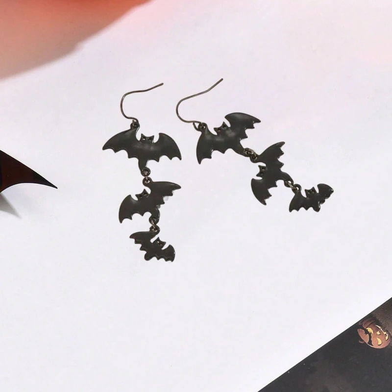 أقراط قلادة الخفافيش القوطية الجديدة، إكسسوارات الهالوين النسائية، هدايا مجوهرات مخصصة وعصرية لحفلات العطلات #4