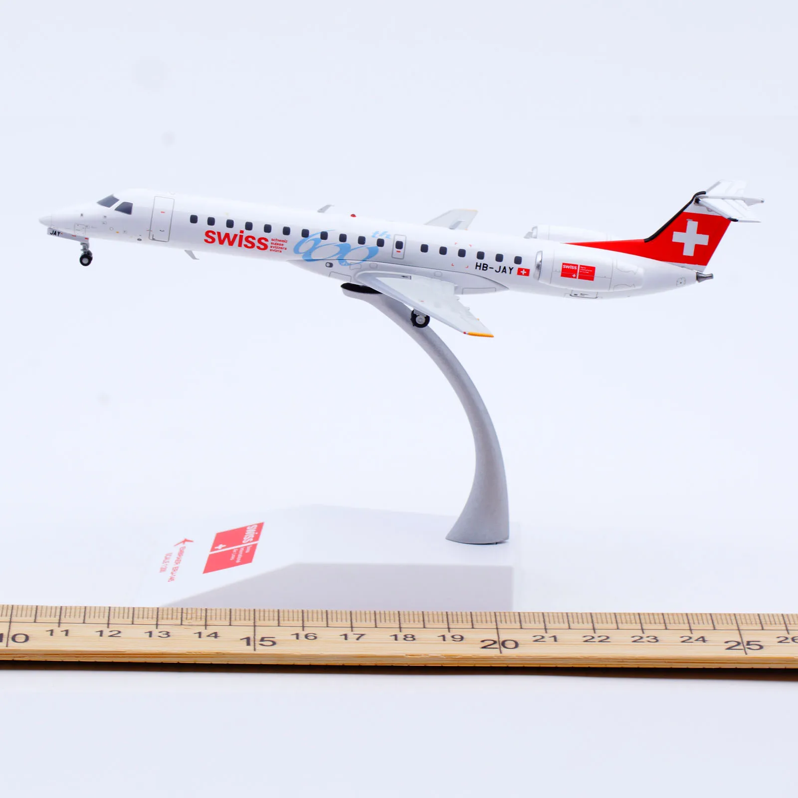 

XX20442 Alloy Collectible Plane Gift JC Wings 1:200 Swiss "600th" EMBRAER ERJ-145 Diecast Aircraft Jet Model HB-JAY With Stand