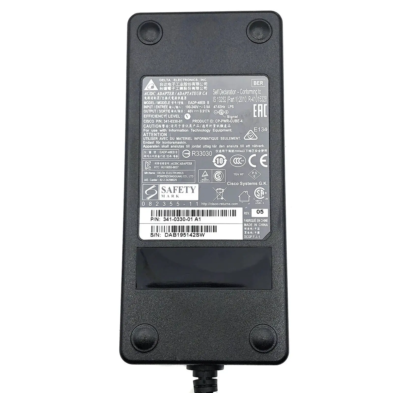 حقيقي دلتا EADP-48EB B 48 فولت 0.917A التيار المتناوب محول شاحن ل سيسكو CP-8851 8961 8945 9951 9971 8900 9900 IP الهاتف امدادات الطاقة