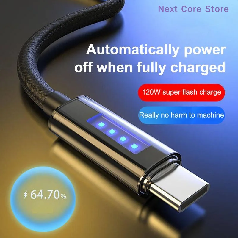 [NC]120W 6A Super Fast Charge Cable USB Data Cord Automatically Off Power Fast Charging Cable For OPPO[NC]