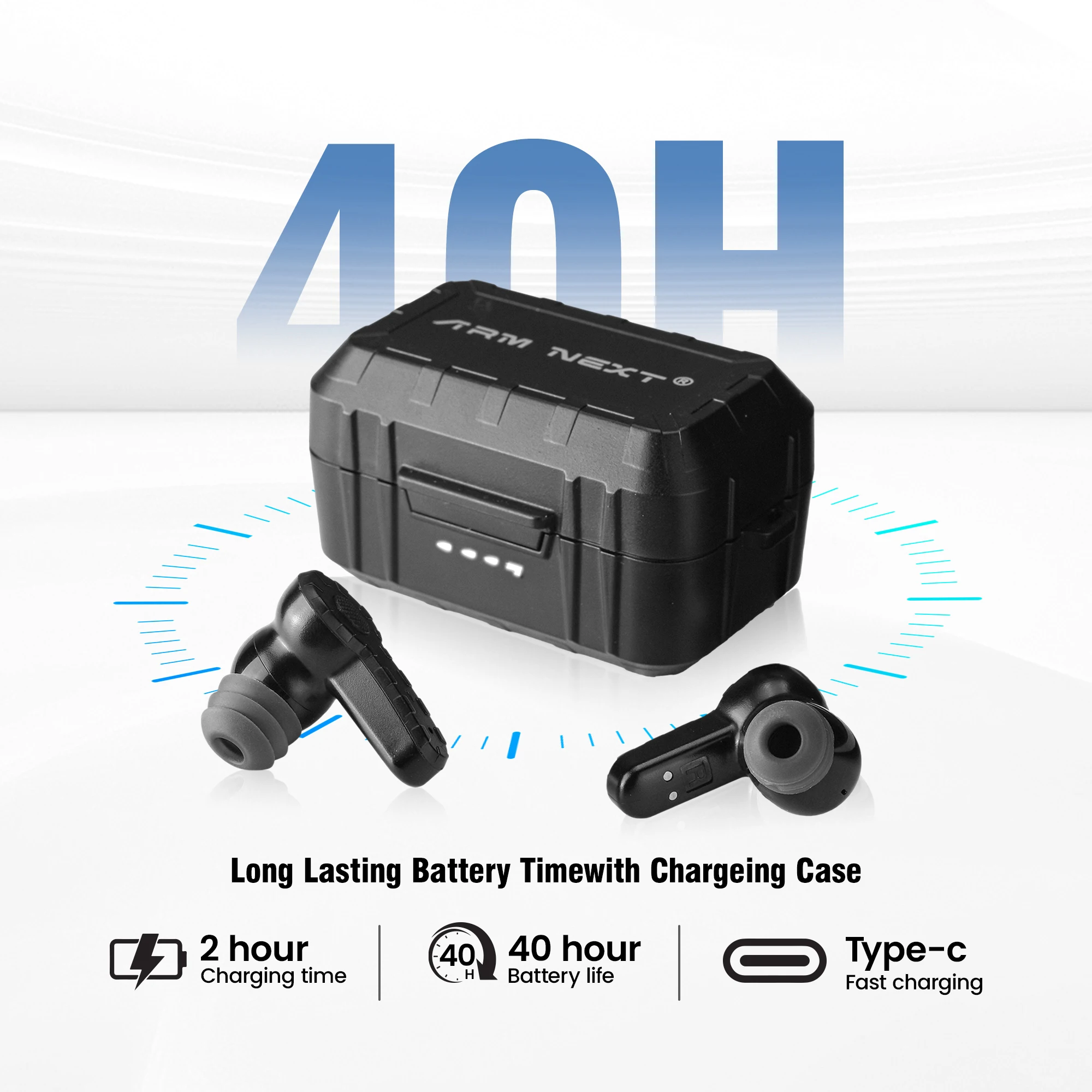 سدادات أذن إلكترونية بلوتوث 5.3 من الدرجة التكتيكية، إلغاء الضوضاء النشطة وحماية السمع اللاسلكية لنطاق الرماية #3