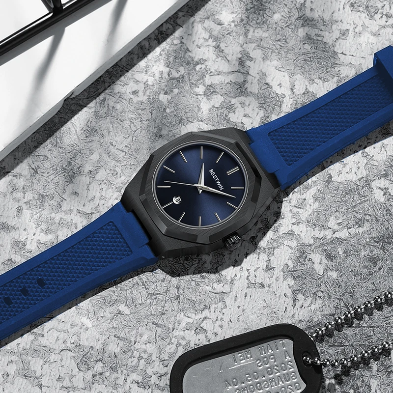 ساعة كرونوغراف رجالية رياضية عصرية مقاومة للماء من السيليكون كوارتز من أفضل العلامات التجارية الفاخرة مع التاريخ - Reloj Para Hombre 2025 #3