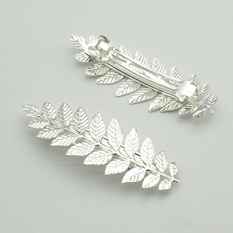 10PCS Golden Silver Leaves Rattern Hair Clips Leaf Styles Metal French Barrettes Hairpins for Women Ponytail Holders