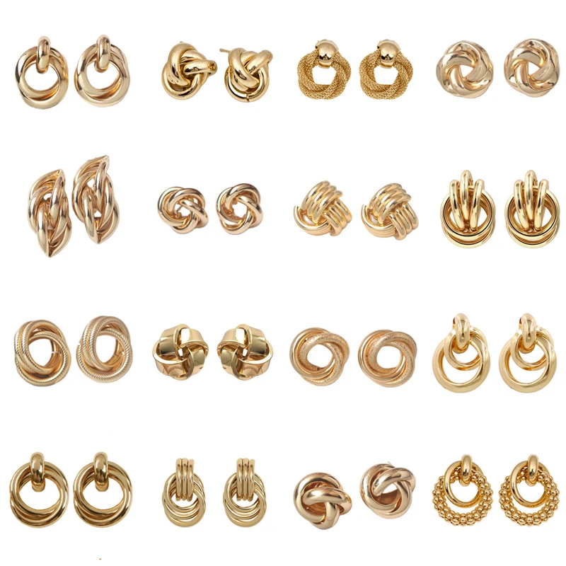 New Twist Stud Earrings Gold Color Metal Women Earrings Rotating Spiral Unusual Earrings for Ladies European Jewelry