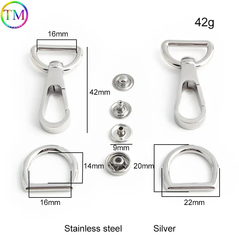 Gold Silver Stainless Steel Metal Rectangle Hanger Clasp Locks For DIY Craft Handbags Purse Bags Buckles Hardware Accessories