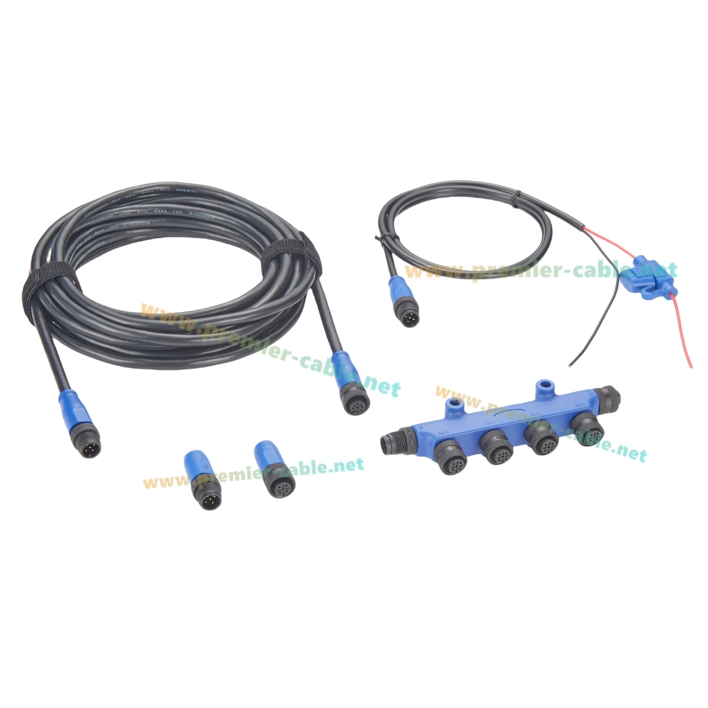 NMEA 2000 N2K Starter Kit Marine Grade Backbone Drop Cable 4 Port Tees Terminators Power Cable for Lowrance Simrad B&G Navico