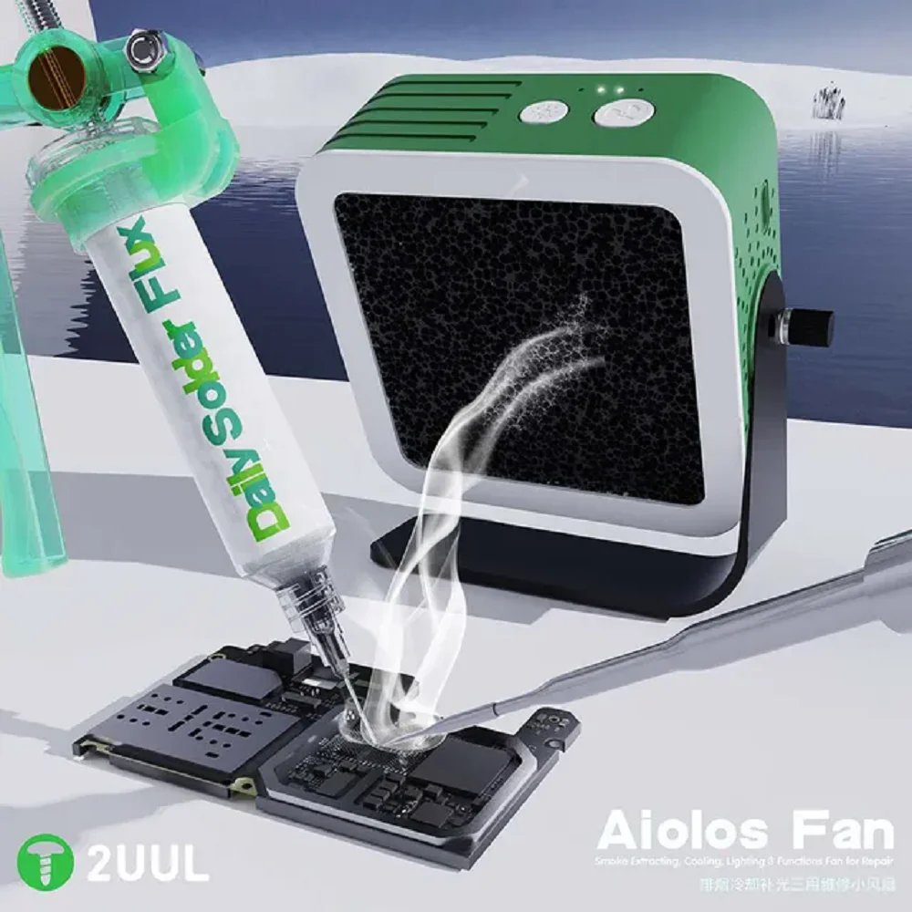 2UUL Alolos Fan Smoke Exhaust/Cooling/Fill Light Three Purpose maintenance fan Desktop Repair MINI Smoking Device Repair Tool