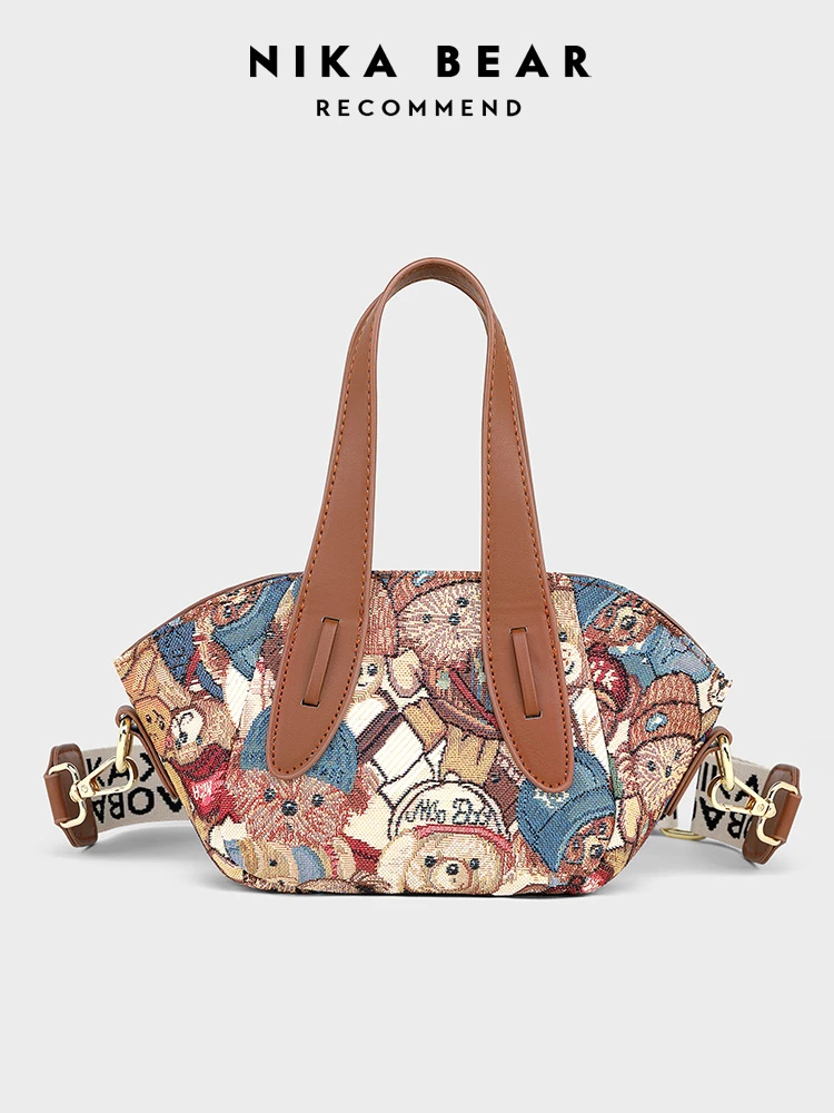 

Fashion Luxury Brand Crossbody Bag Cartoon Bear Pattern Embroidered Design Women's Shoulder Bag Large Capacity Women's Handbags
