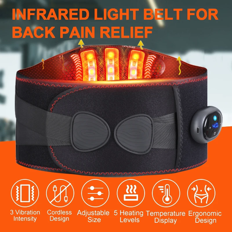 

5-Level Heating and 3-Level Massage Belt Pain Relief Waist Back Protection Cordless Heating Belt for Abdominal and Waist Massage
