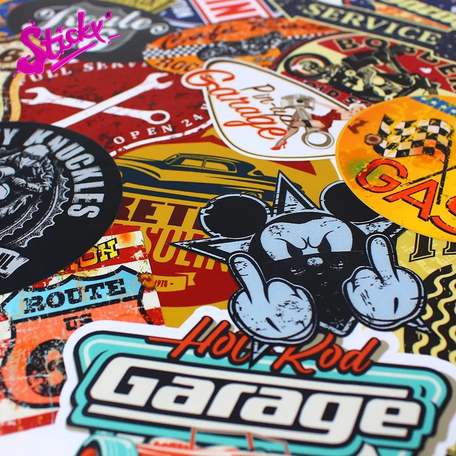 

Retro Vintage Old School Badge Brand Sticker Decal Cafe Racer Vinyl Car Stickers - Waterproof Decals for Cars Trucks SUVs Window