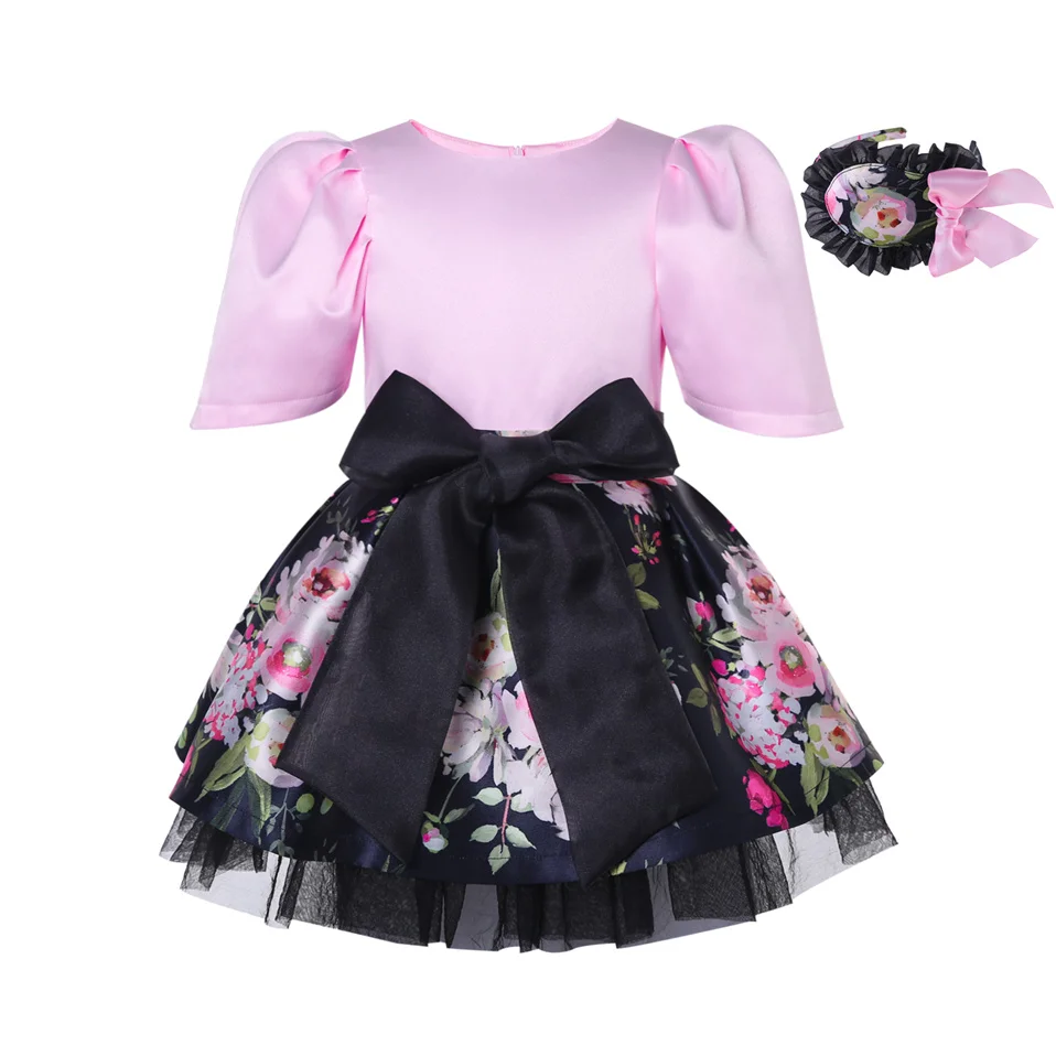 

Pettigirl Prom Dresses Party Wedding Kids Costume Formal Black Flower Birthday Elegant Princess Girls Clothes 2 to 8 years