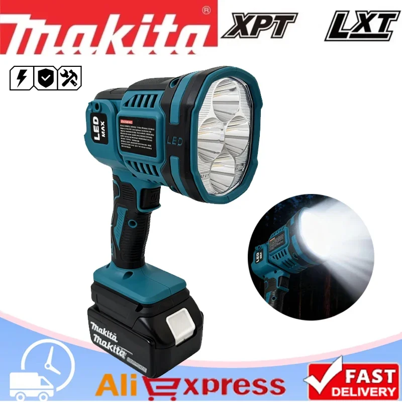 Lanterna led sem fio makita, lanterna portátil, lâmpada de emergência, 3 modos, luz externa, lâmpada noturna de lítio para bateria de 18v