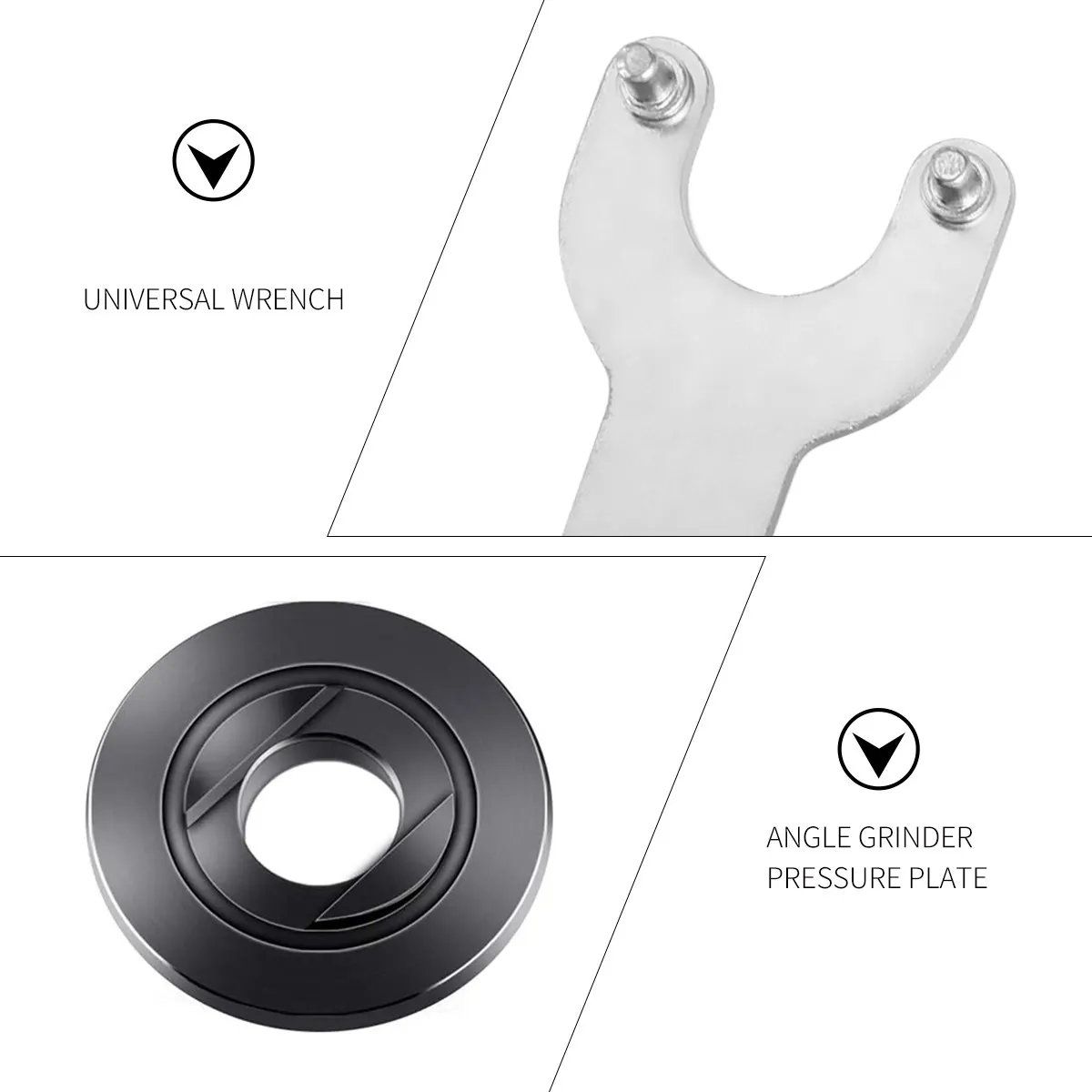 

4Pcs Heavy Duty Angle Grinder Wrench Set Carbon Steel 2 Adjustable Spanners 1 Upper 1 Lower Gasket for Most Grinders Replacement