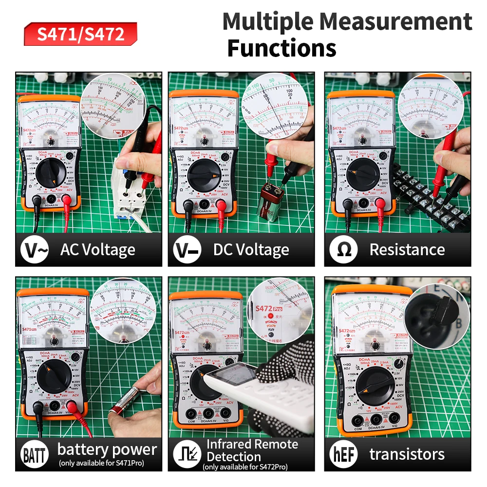 Imagem -06 - Analógico Ponteiro Display Multímetro dc Corrente Resistência Medidor Agulha tipo Medidor Universal ac dc Tester 1000v Njty-s472