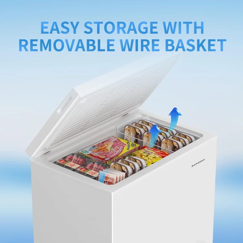 BANGSON 7.0 قدم مكعب، فريزر عميق مع ترموستات قابل للتعديل، فريزر باب مفتوح علوي مع سلة قابلة للإزالة