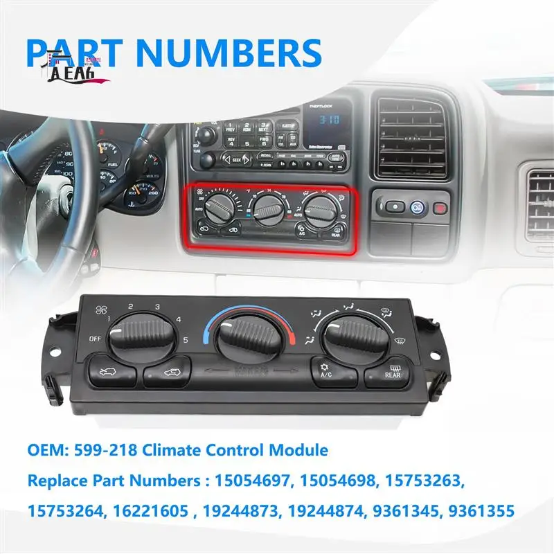 

AEA6-599-218 Front Climate Control Module For /GMC Select Models 599218 HVAC Control Panel