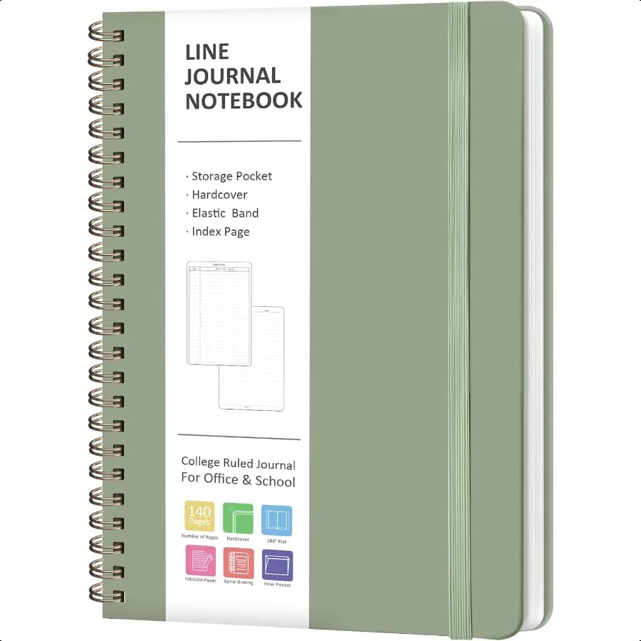 Quaderni per diario Quaderno a spirale foderato per donna Uomo 146 pagine Quaderno con copertina rigida a righe universitari per nota di lavoro Taki