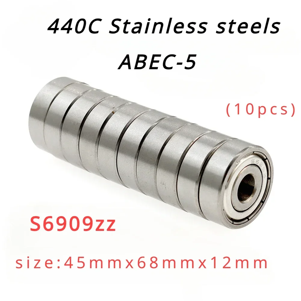 

Veekraft High Performance 440C Stainless Steel ABEC-5 Deep Groove Ball Bearings S6909zz 10pcs Size:45mmx68mmx12mm.