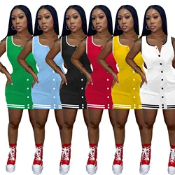 Summer Women Dress with Button Slim Fit A-Line Dress Ladies Casual Baseball Dress for Women Clothing