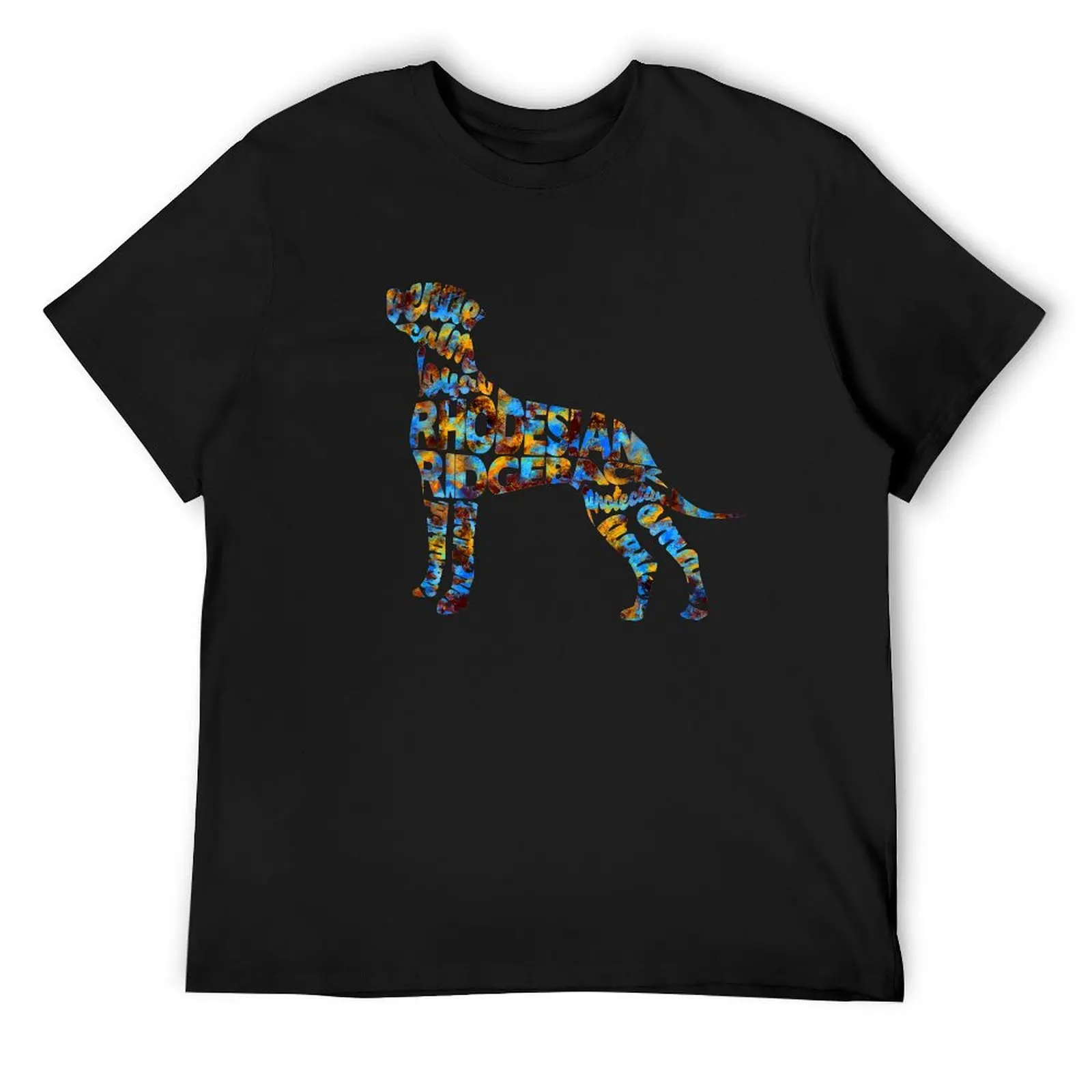 The Rhodesian Ridgeback Typographic Watercolor Painting T-Shirt oversized funny t shirts men