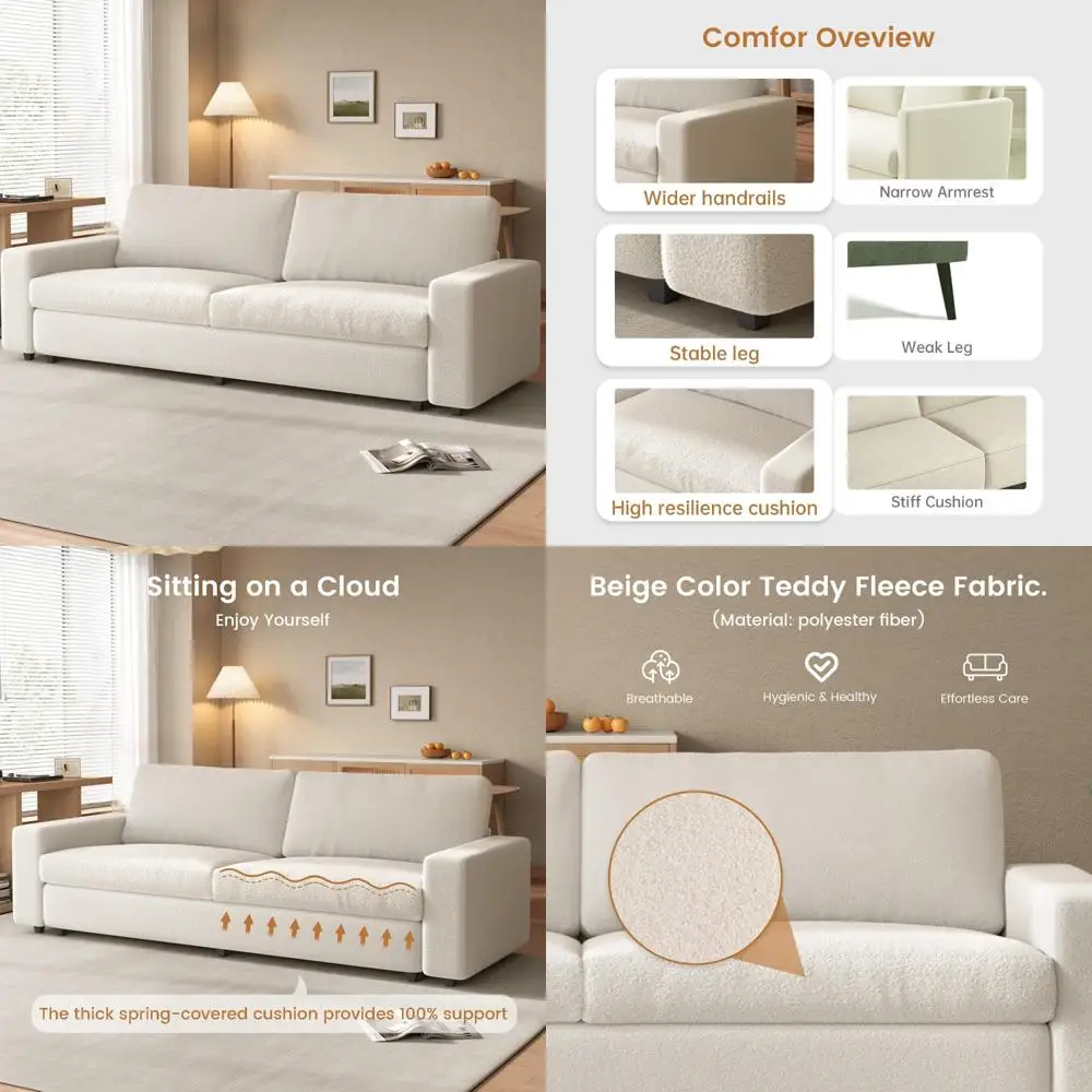 Удобный 2-местный двухместный диван с глубокими сидениями, толстыми подушками и подлокотниками для современной домашней гостиной