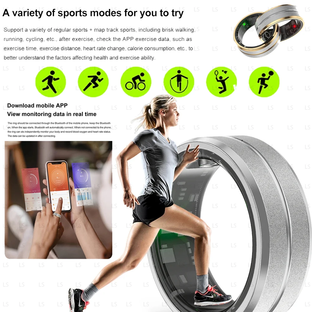 Per Xiaomi Smart Ring Video Pagina Girare Frequenza cardiaca Monitor del sonno 5ATM Impermeabile Sport Smart Ring Donna Uomo per Android IOS2025