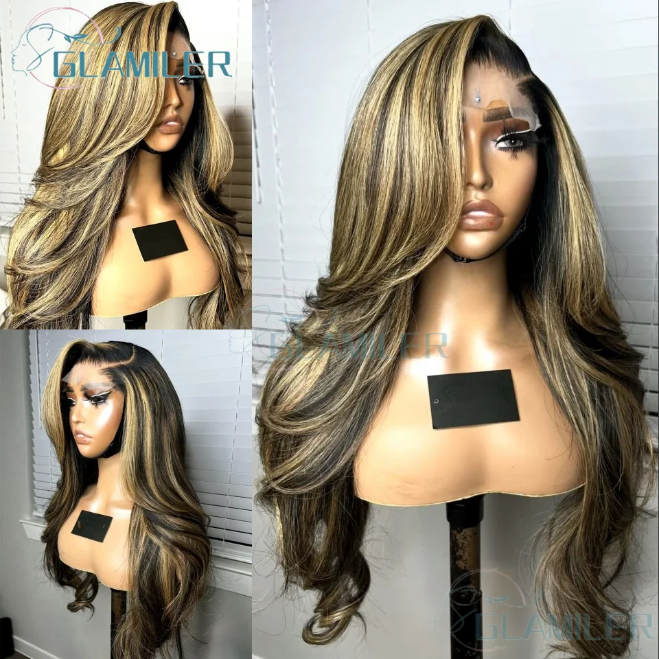 Highlight Wig 13x6 Human Hair Honey Blonde Brown Colored HD Lace Front Wigs For Women Pre Plucked Body Wave Lace Frontal Wig