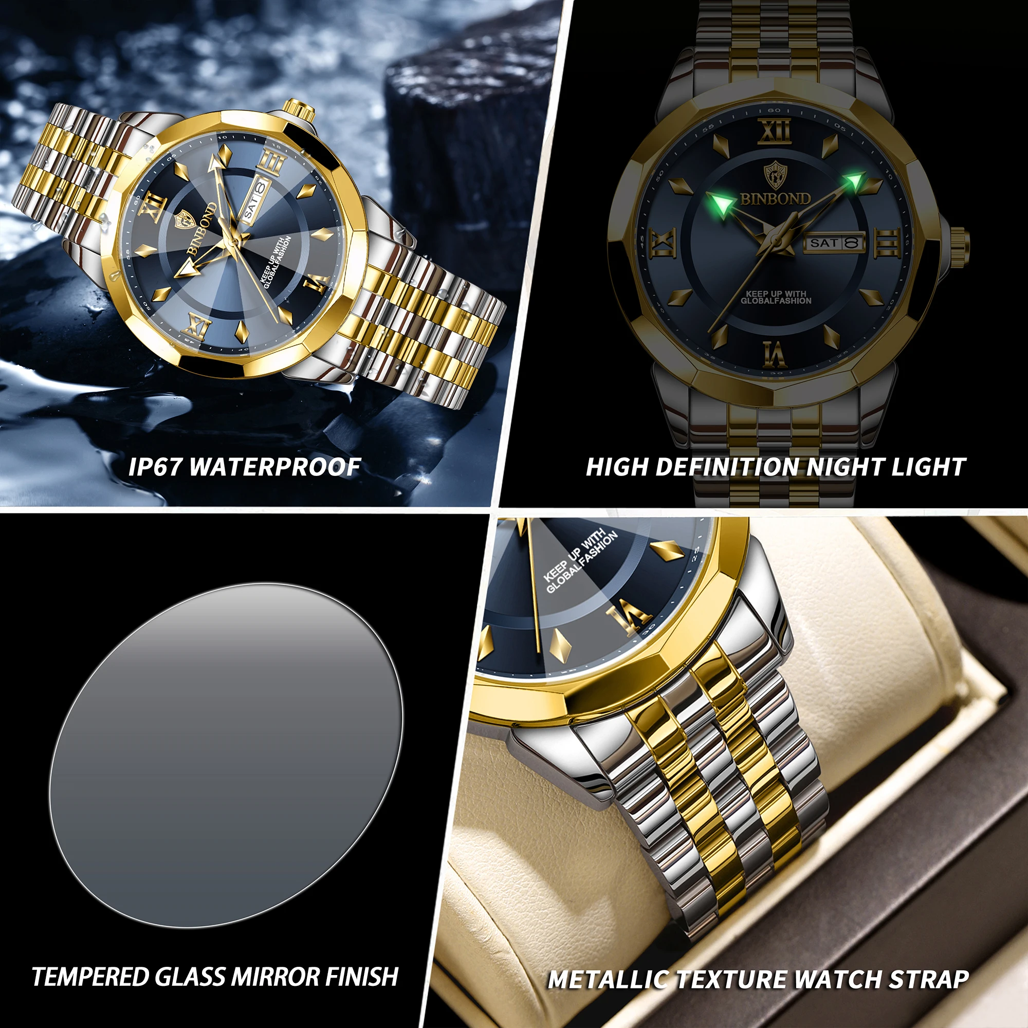 Men's Luxury Luminous Waterproof Quartz Wristwatch