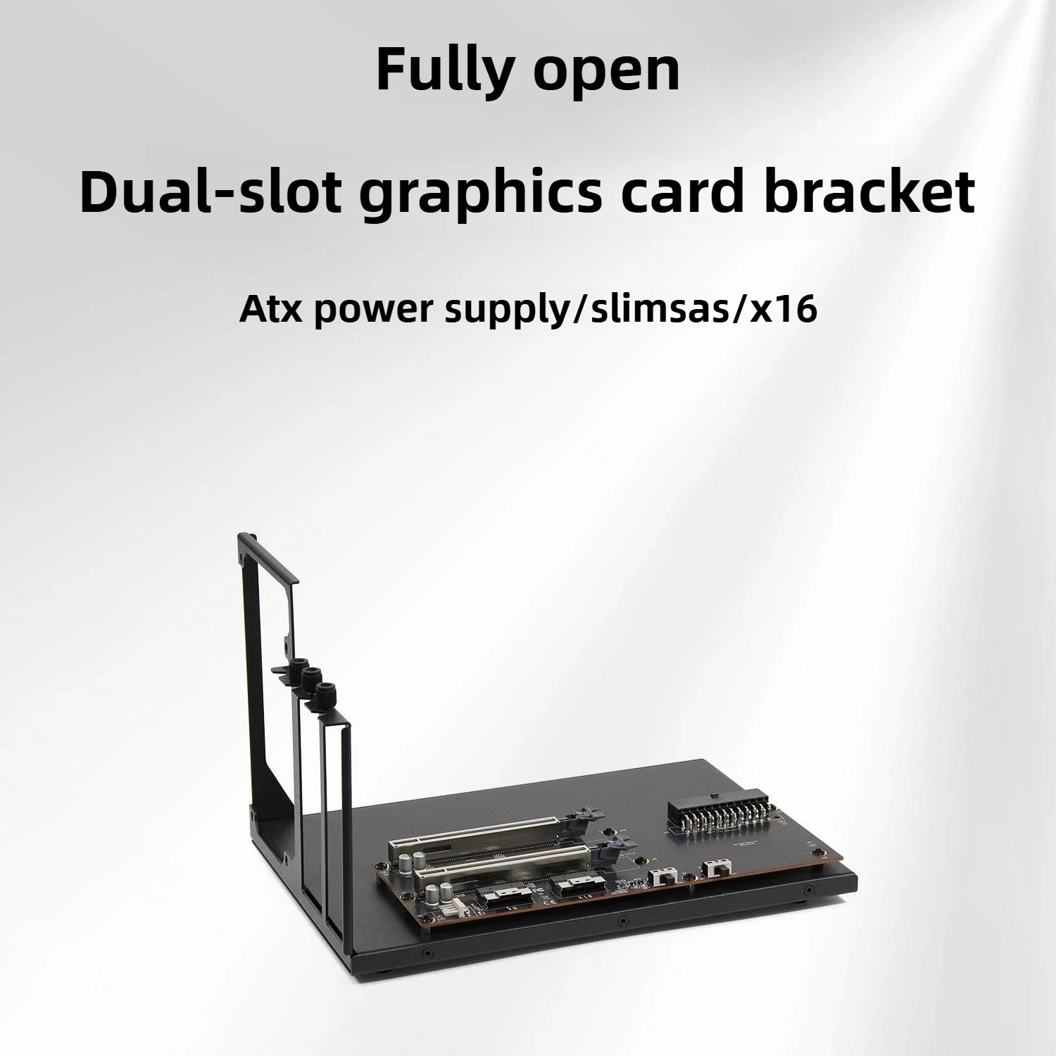 Dual-width Dual-slot Graphics Card Bracket with Direct Pass X8x8 Expansion PCIe 3.0 X16x16 Supply ATX Power SlimSAS PEX8749