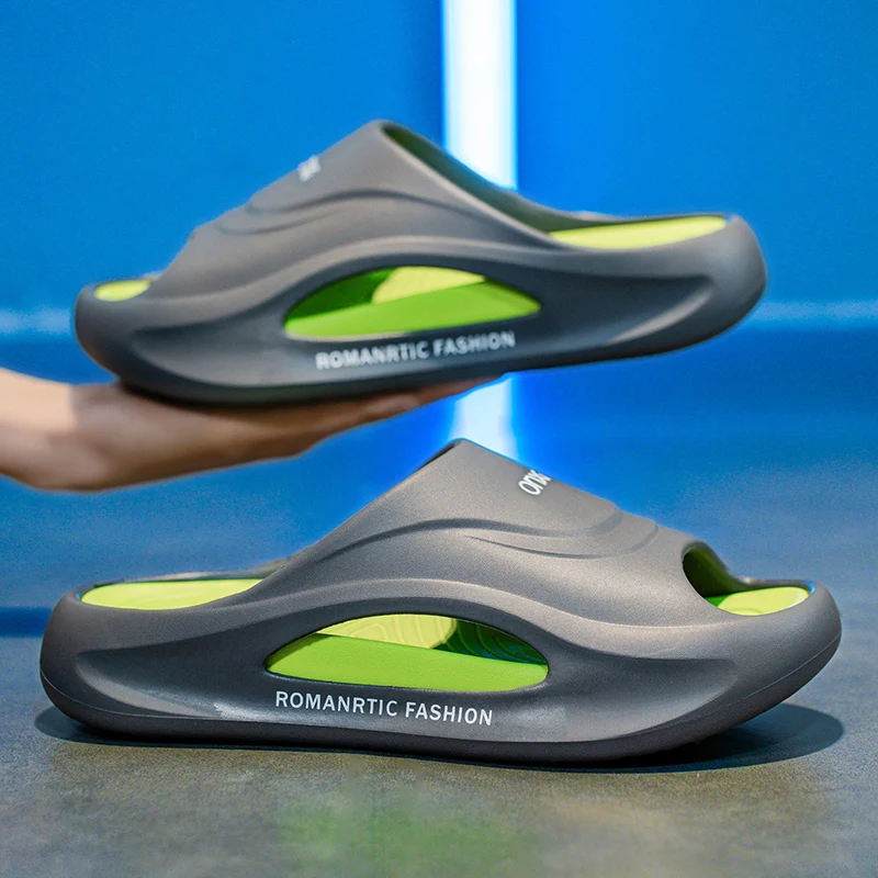 Pantoufles d'été pour hommes, sandales de plage décontractées, antidérapantes, confortables, sensation de marche en plein air, matériau EVA