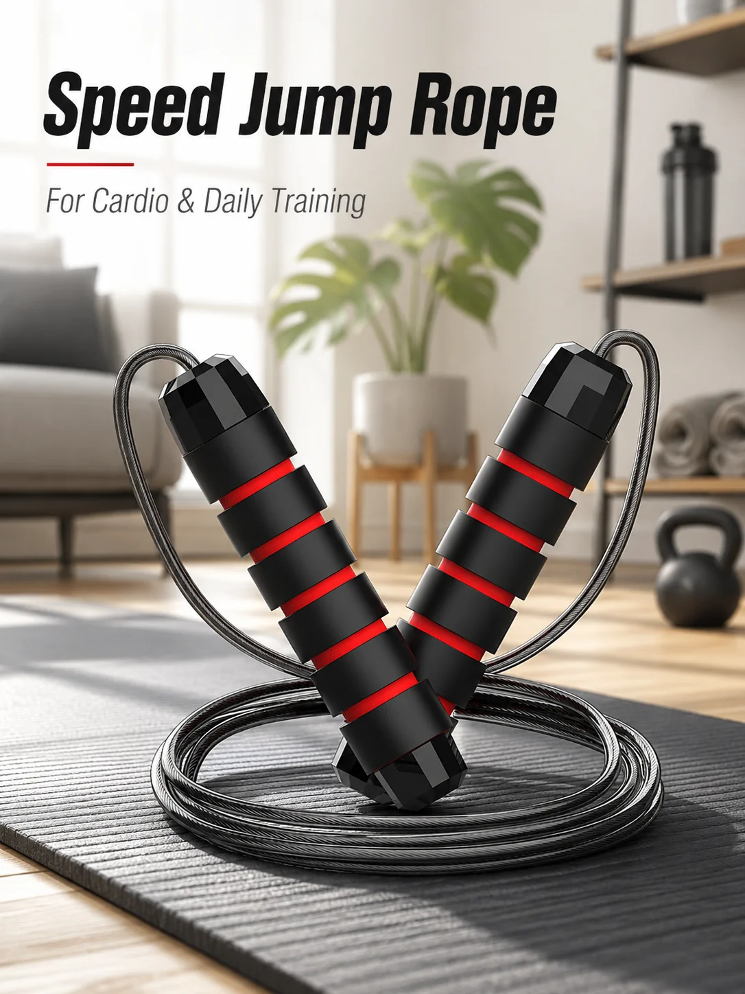 Steel Wire Speed Jump Rope, Adjustable Fitness Skipping Rope with Non-Slip Handles, Weighted Cardio Training Rope for Boxing, HIIT, Cross Training, Gym Workout, Home Exercise, Endurance, Agility and Daily Sports Practice