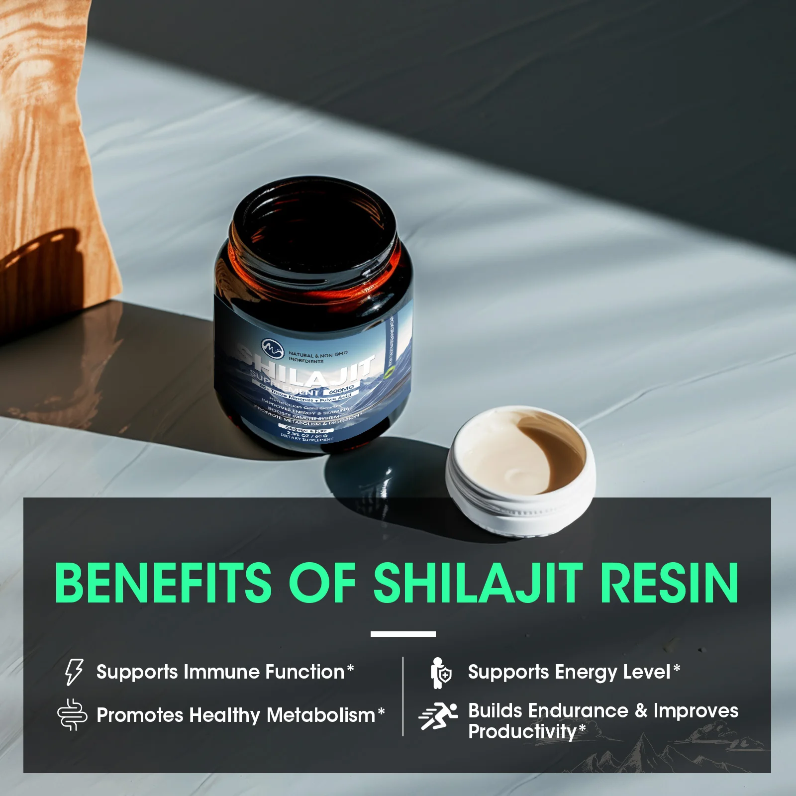 100% Pure Organic Shilajit ,Natural Shilajit Mineral Supplements with 85+ Trace Minerals & Fulvic Acid for Man Energy Stamina