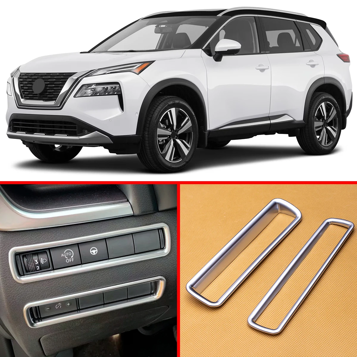 

Матовые хромированные накладки на переключатель приборной панели L & R, декоративные наклейки для Nissan Rogue X-Trail Qashqai 2022 2023 2024 2025 2026