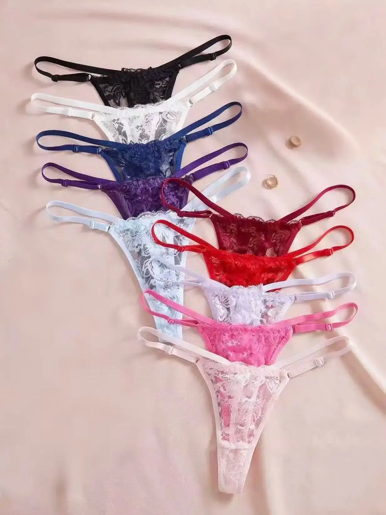 10 Pezzi Sexy Perizoma in Pizzo da Donna con Vita Sottile Regolabile e Dettagli Traforati - Lingerie Sexy