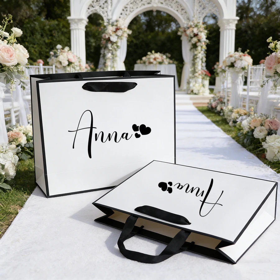 Personalized Bridesmaid gifts paper Bags Custom Name Valentine\'s Day Gifts Bags Eid Mubarak Happy Ramadan Party Wedding Packages