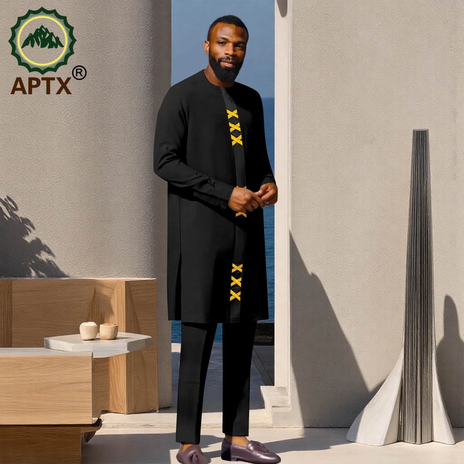 Muslim Islamic Men's Modern Long Sleeve round Neck Prayer Eid Robe African Embroidered Jubba Thobe Fashion Clothing 2516108